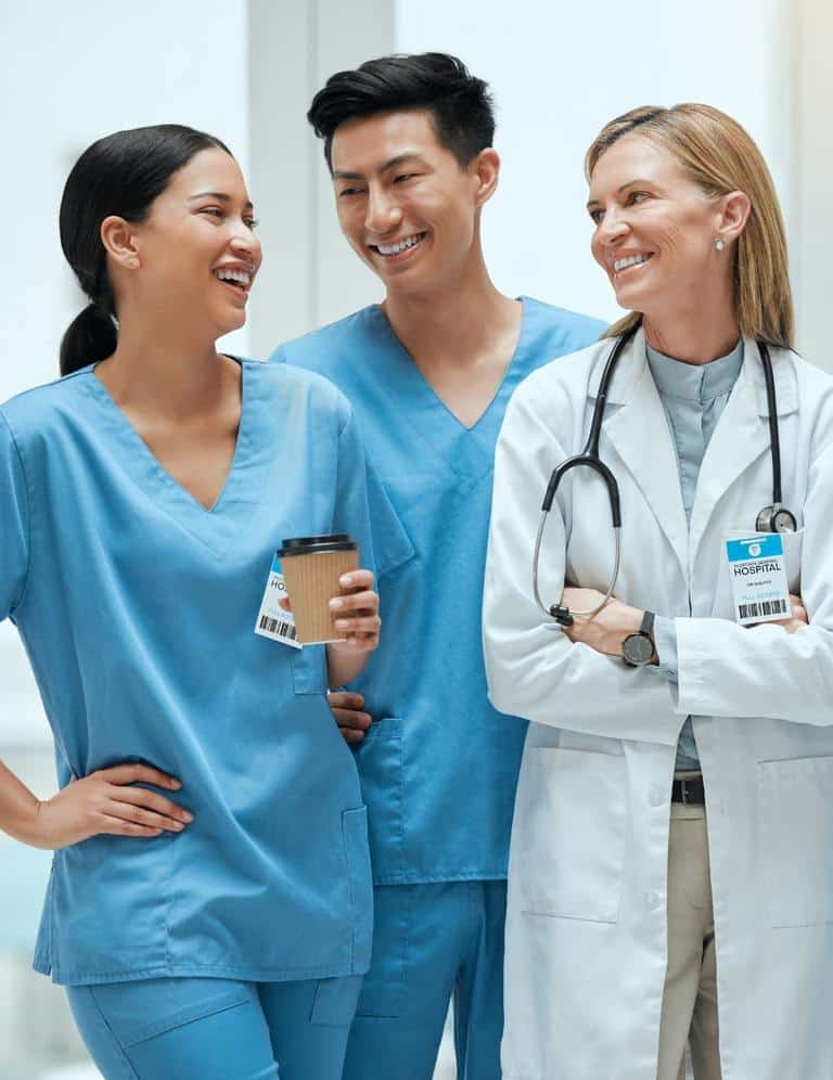 healthcare professionals laughing smiling